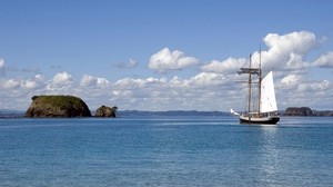 ship, sea, clouds, sky - wallpaper, background, image